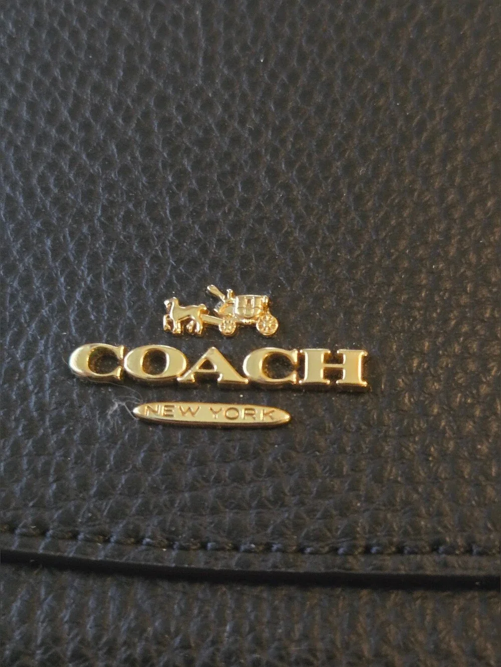 Coach Black Polished Pebbled Leather Flap Envelope Long Wallet F16613